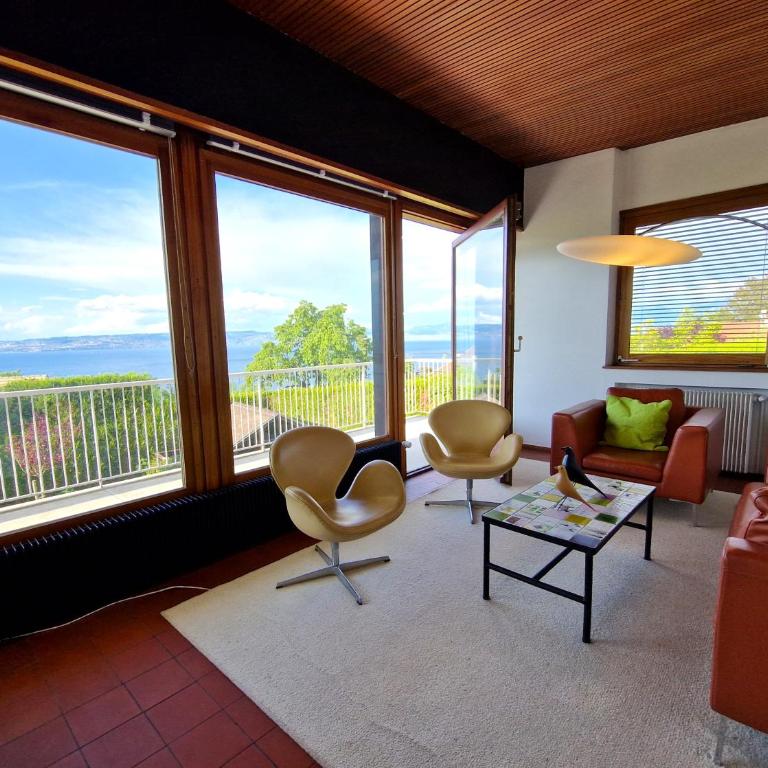 Evian villa with Lake Geneva views in 1960 mid-century modern style - Villa - 24