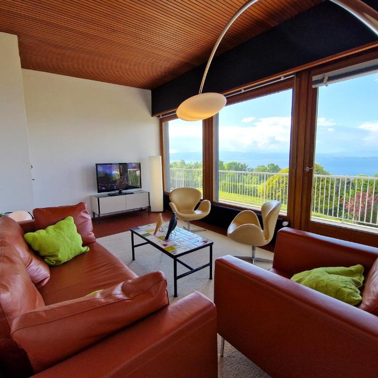 Evian villa with Lake Geneva views in 1960 mid-century modern style - Villa - 25
