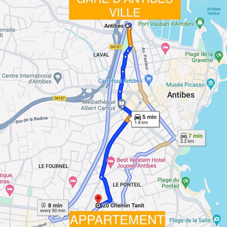 PWS - Sunny modern flat near Juan Les Pins Pinede & beach - Terrace & AC! - Two-Bedroom Apartment - 28