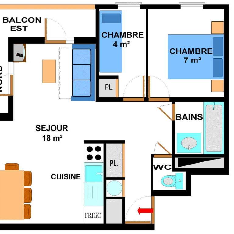 Appartement à Aussois pour 6 personnes avec balcon et accès internet - Appartement 2 Chambres - 6