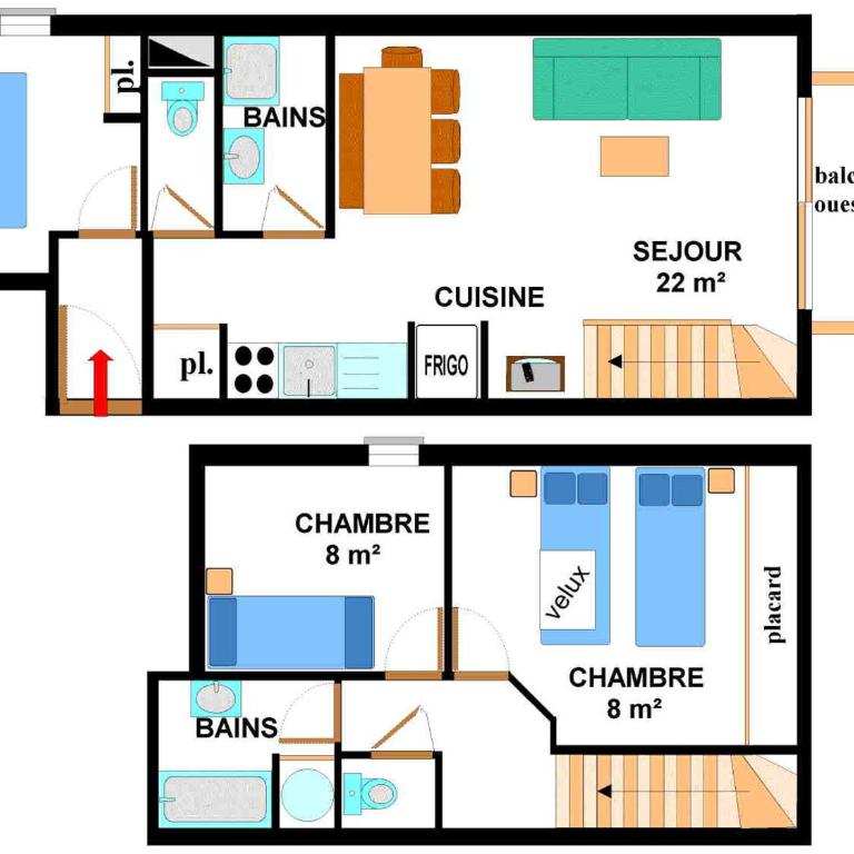 Duplex 3 chambres pour 8 personnes à Aussois - Appartement 3 Chambres - 6