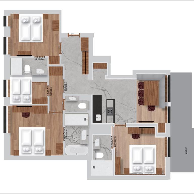 Hofgut Wagrain Apartment & Lifestyle Resort - Apartment mit 4 Schlafzimmern und einem Balkon - 4