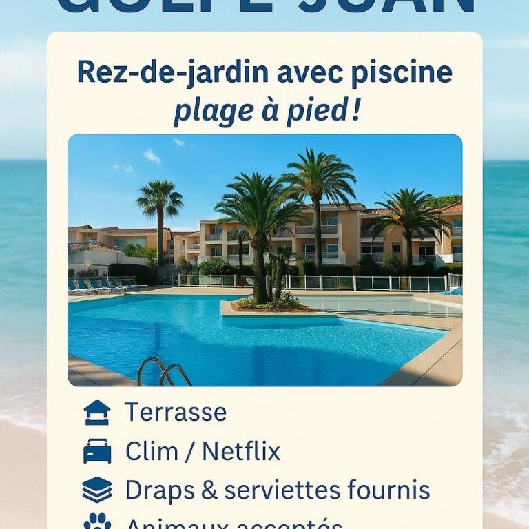 Golf Juan Riviera, piscine, 5min plage - Appartement 1 Chambre - 1
