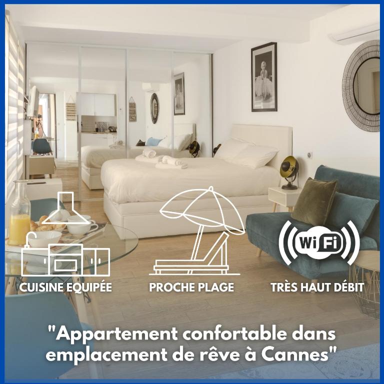 Modern and renovated apartments next to the CROISETTE and PALAIS DES FESTIVALS - Estudio Deluxe con cama grande - 1