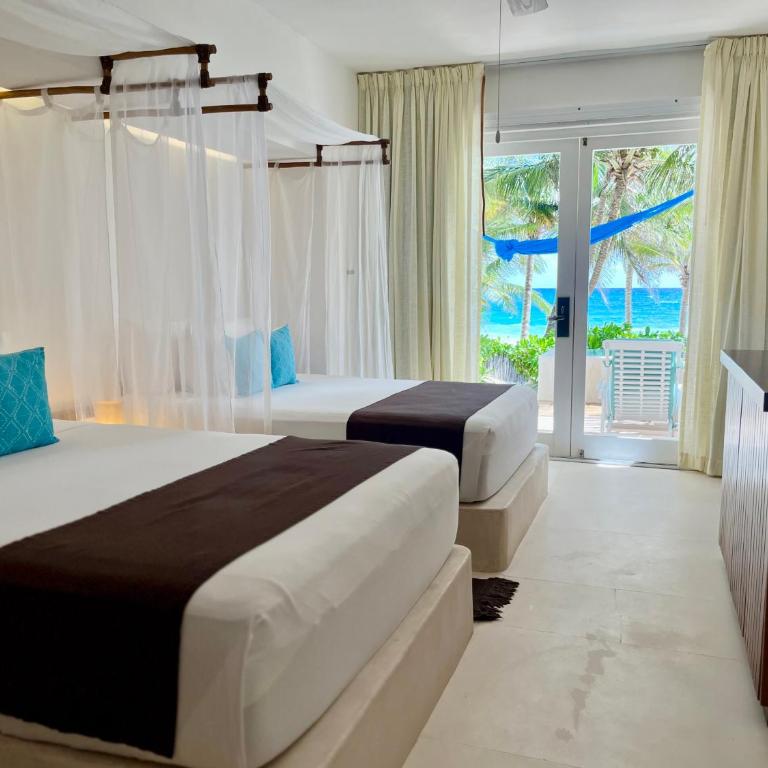 Cabanas Tulum- Beach Hotel & Spa - Habitación frente a la playa con 2 camas grandes - 6