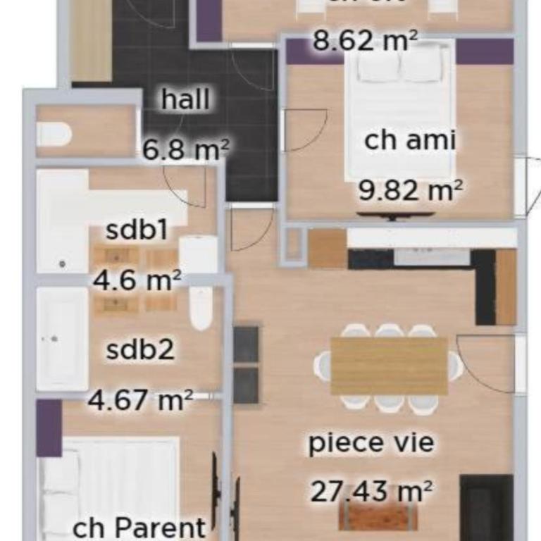 La Plane - Les Tanières de Montgenèvre - Appartement 8p front de neige - Appartement 3 Chambres Deluxe - 14