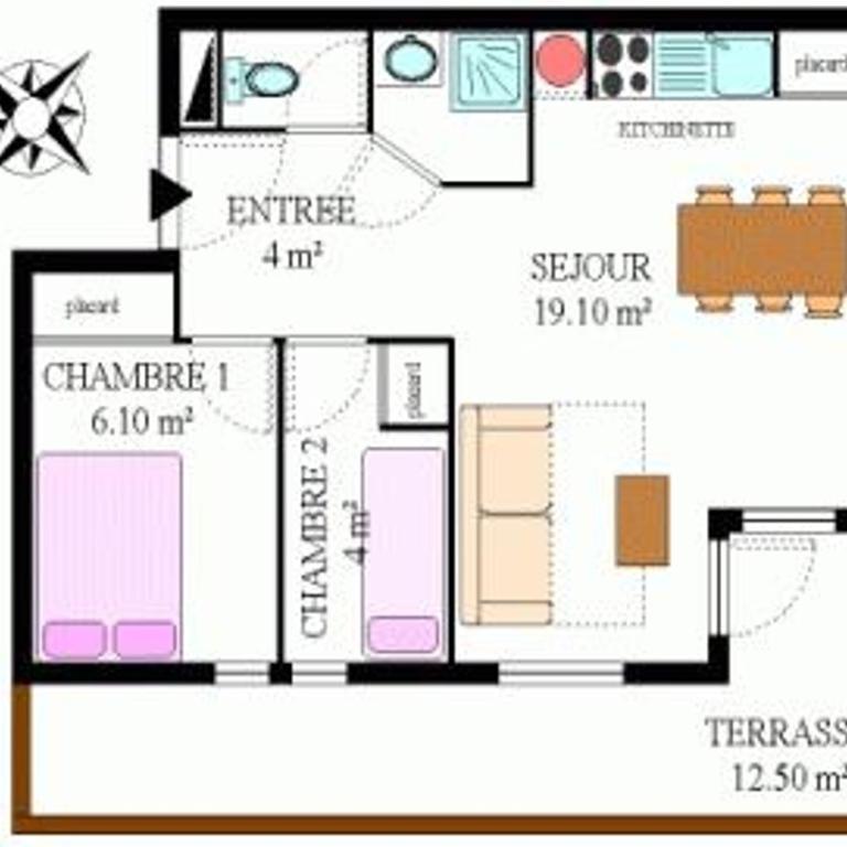 Appartement 38m², 6 pers, parking, quartier calme à Aussois - Apartment mit 2 Schlafzimmern - 6