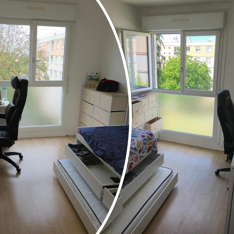 Chambres près des 24H avec 1 lit et 1 lit d'appoint -60kg - Zweibettzimmer - 1