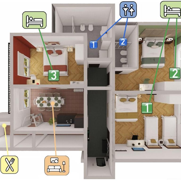 StayEasy Melloni - 3 Rooms, 2 Baths - City Center - Appartamento con 3 Camere da Letto e con Balcone - 5