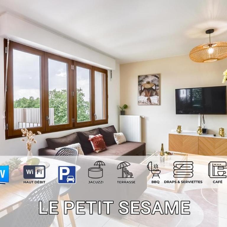 LE PETIT SÉSAME appartement 70m2 avec terrasse et jacuzzi cosy idéal groupe, capacité 6 personnes , 2 chambres,canapé lit, proche Stade De France, Wifi Parking privé très bon rapport qualité prix - Two-Bedroom Apartment - 3