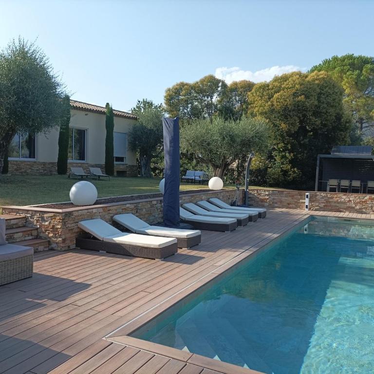 Villa 12 p entre Nice et Cannes piscine clim - Villa - 9