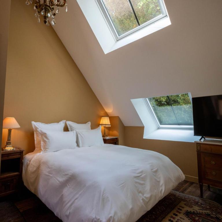 Les charpentes des communs du Château du Sollier - Charme Calme Confort Climatisation à 5mn de la sortie 7 Bourges A71 parking gratuit privé, Panette collection - Chambre Double Deluxe avec Baignoire - 5