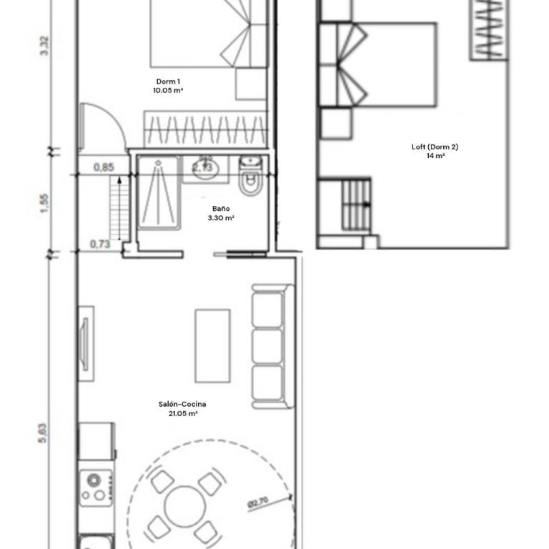 Comfy loft, 6 metro stops from downtown, AC & WiFi - Two-Room Apartment - 31