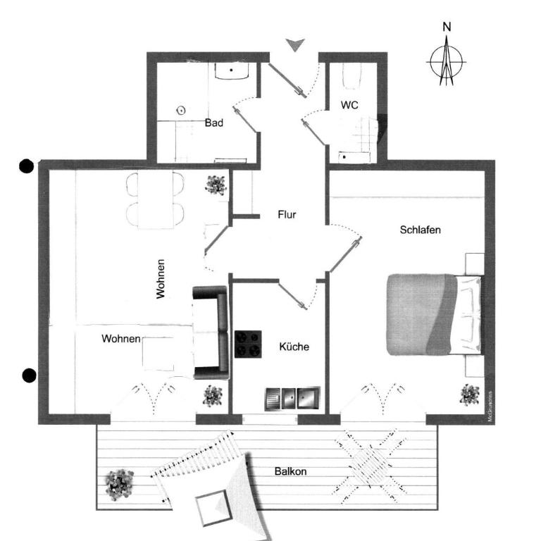 Ferienwohnung Lisa - Apartment mit 1 Schlafzimmer und Dusche - 10