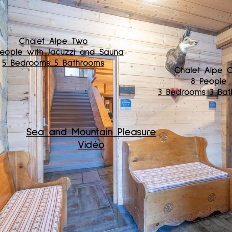 Chalet Alpe d'Huez 1850-Sea and Mountain Pleasure Avec 2 appartements- 1 Appartement 3 Chambres 8 Couchages - 3 Salles d'eau et 1 Appartement 5 Chambres 12 Couchages 5 Salles d'eau - Jacuzzi et Sauna -Pieds des Pistes et Centre - Appartement avec Balcon - 5