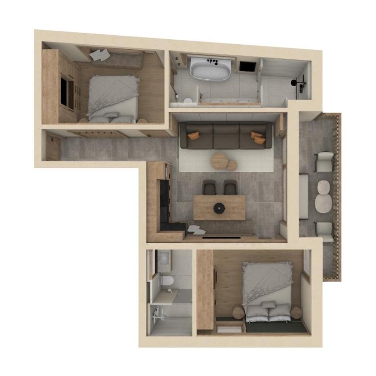 Sandhof Apartments - Apartment mit 2 Schlafzimmern und Bergblick - 4