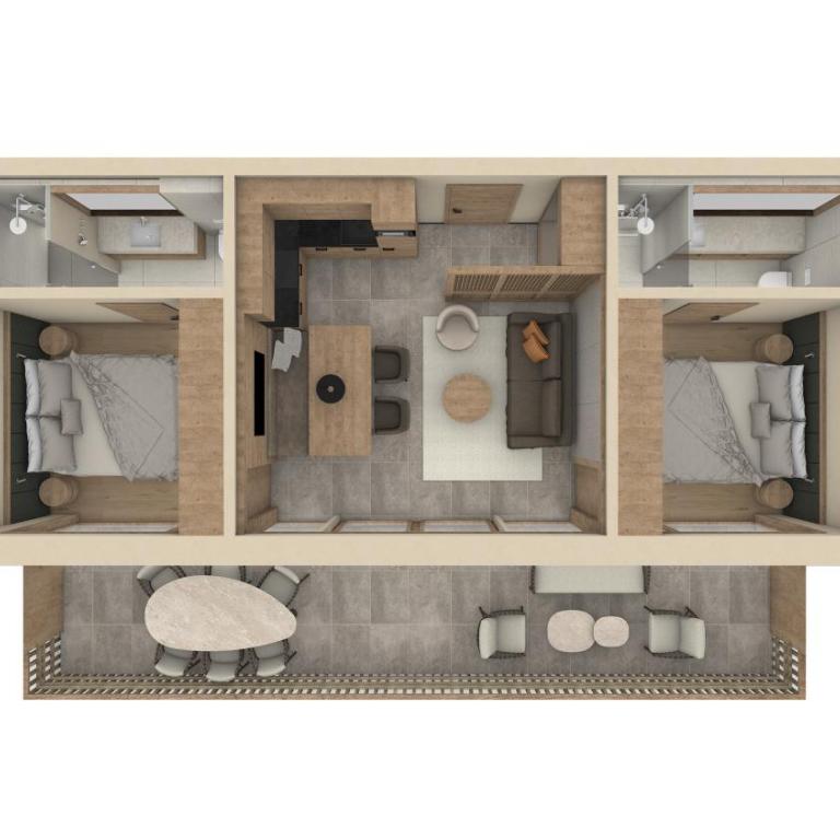 Sandhof Apartments - Apartment mit 2 Schlafzimmern und Bergblick - 3