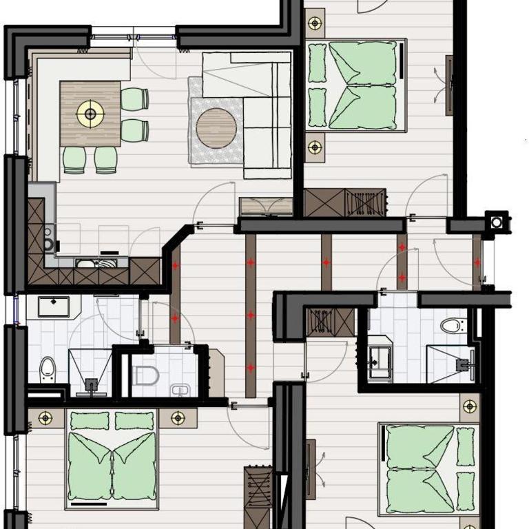 Pension-Appartement Sonnwend - Apartment mit 3 Schlafzimmern und Dusche - 10