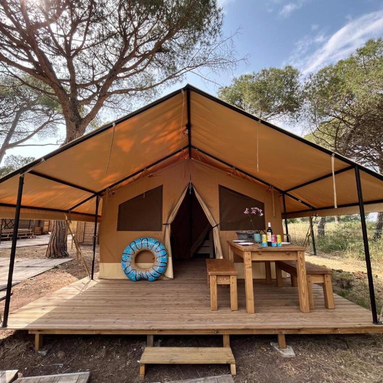 Camping la Tamarissière - Tent with Private Sanitary Facilities - 5 Persons - 1