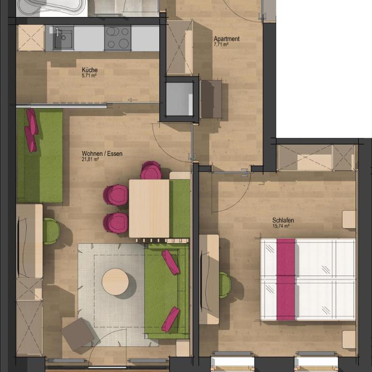 Hotel Dominic - Apartment mit 1 Schlafzimmer und Balkon - 2