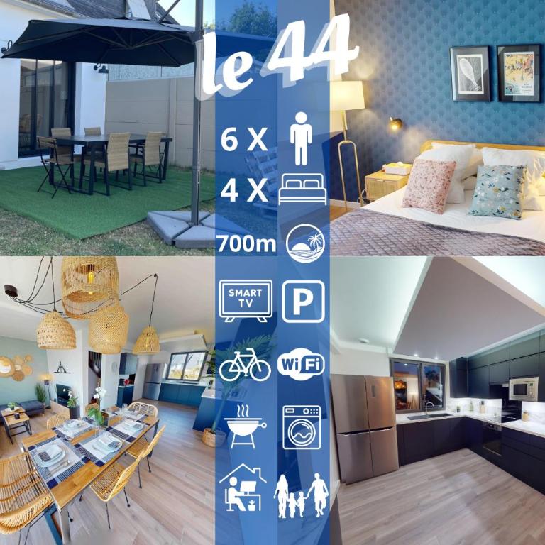 Le 44 - Maison familiale - Grand confort - 700m Plages - Ferienhaus mit 4 Zimmern - 1