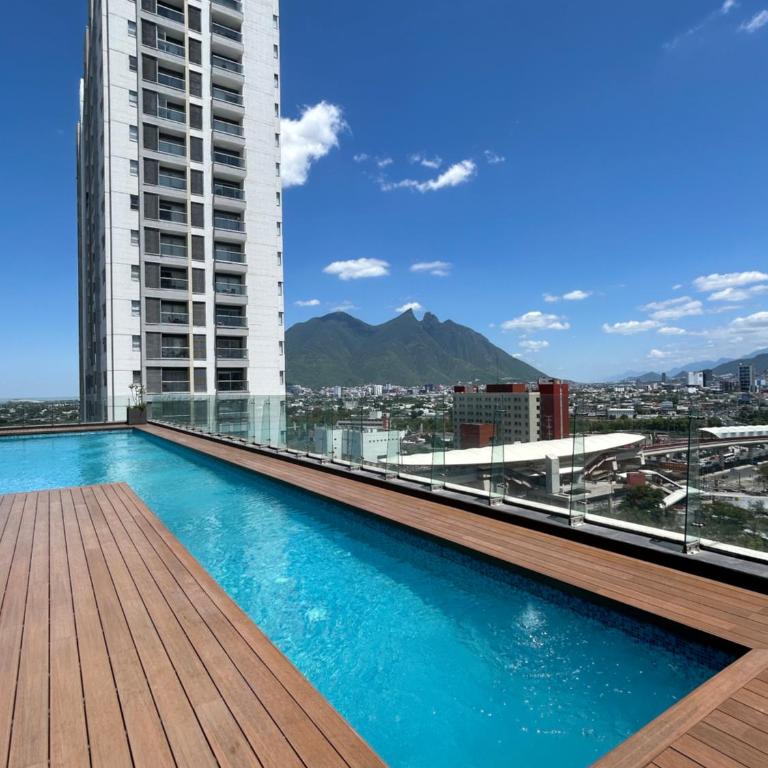 Elegante loft apartment Paseo Santa Lucia king size bed, alberca, gym, parking, kids club - One-Bedroom Apartment - 1