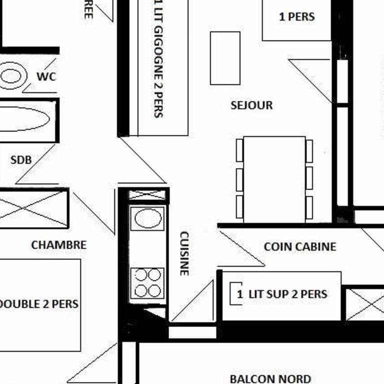 Appartement 2 pièces cabine pour 6 avec balcons et parking à Montchavin - FR-1-329-8 - Appartamento (6 Adulti) - 6