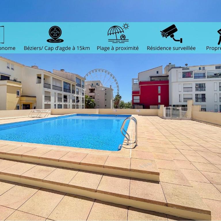 Studio cosy clim - Piscine - Plage à pied - Cap d'Agde - Studio mit Poolblick - 1