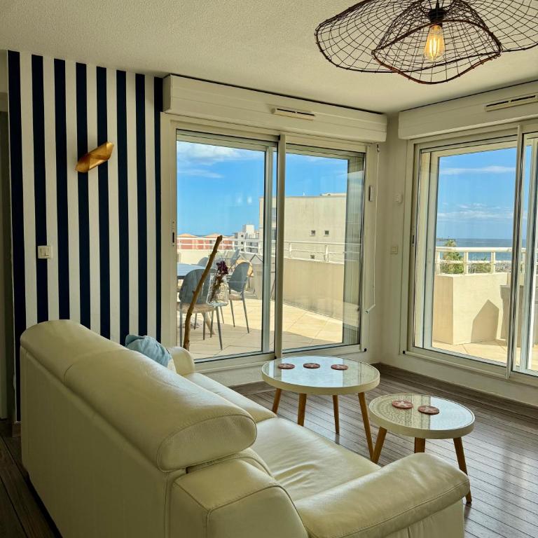 Bleu Prestige - Penthouse vue mer -Terrasse -Plage 100m -Cap d'Agde - Histoire de Clés - Appartement 3 Chambres - 7