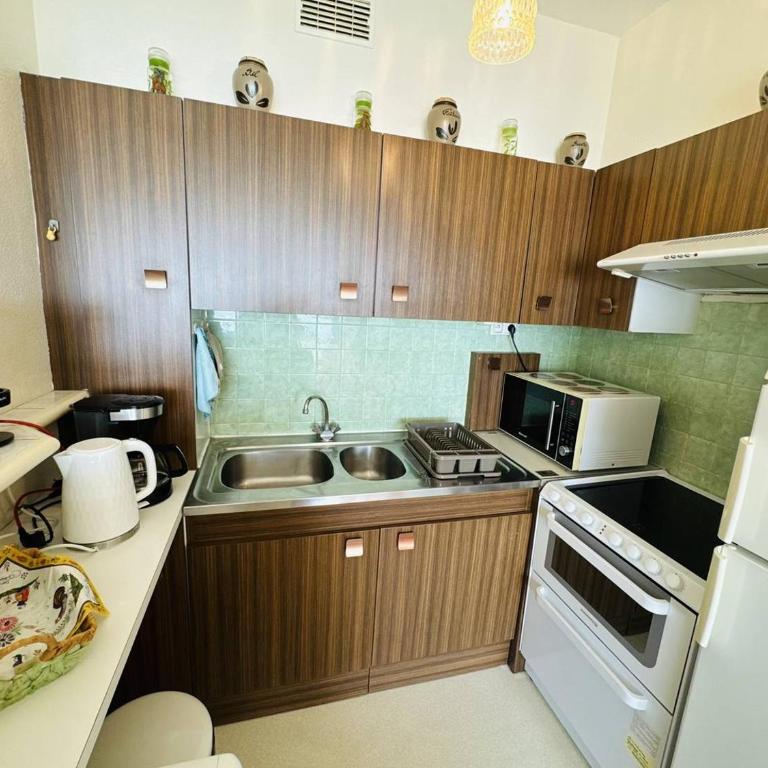 Studio 3pers vue mer, 1min à pied plage, wifi, parking - Studio Apartment with Sea View - 9