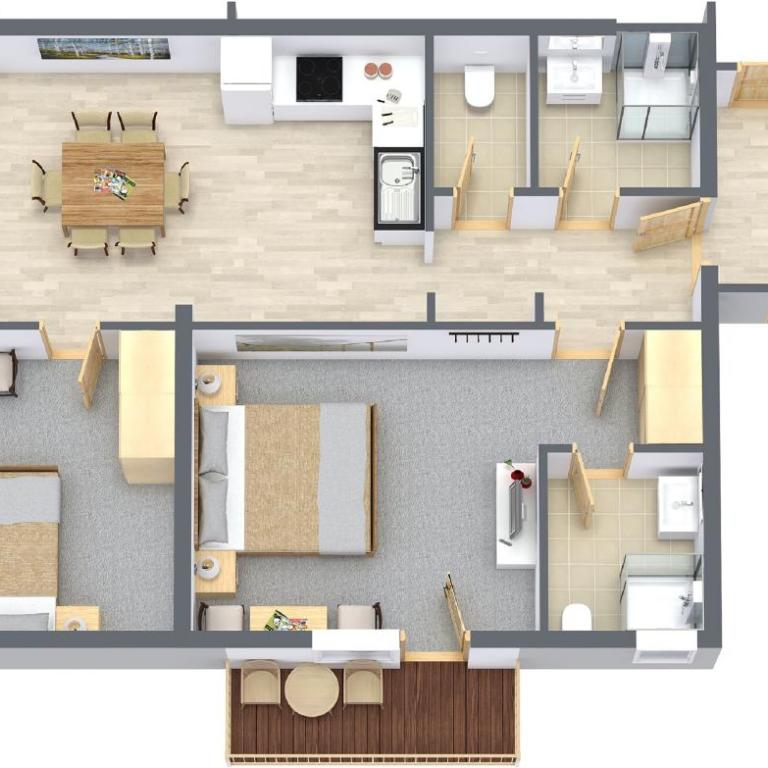Appartement Gästehaus Bergkristall - Apartment mit 2 Schlafzimmern und Balkon - 12