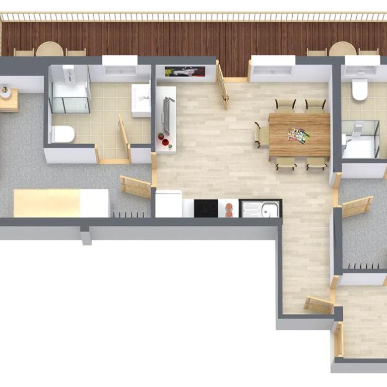 Appartement Gästehaus Bergkristall - Standard Apartment mit 2 Schlafzimmern und Balkon - 12