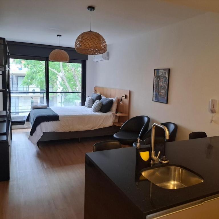 Black - Comfortable and bright, across from Shopping - One-Bedroom Apartment - 1