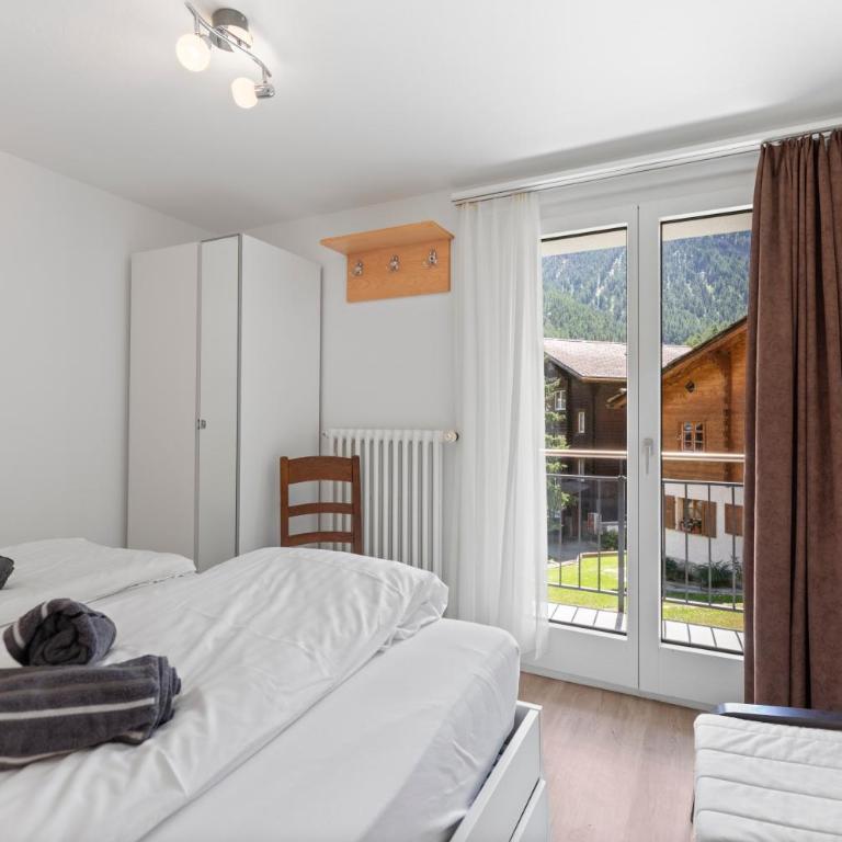 Zermatt, 4 pers, 3 lits - Balcon avec vue et petit jardin - Apartment mit 2 Schlafzimmern - 4