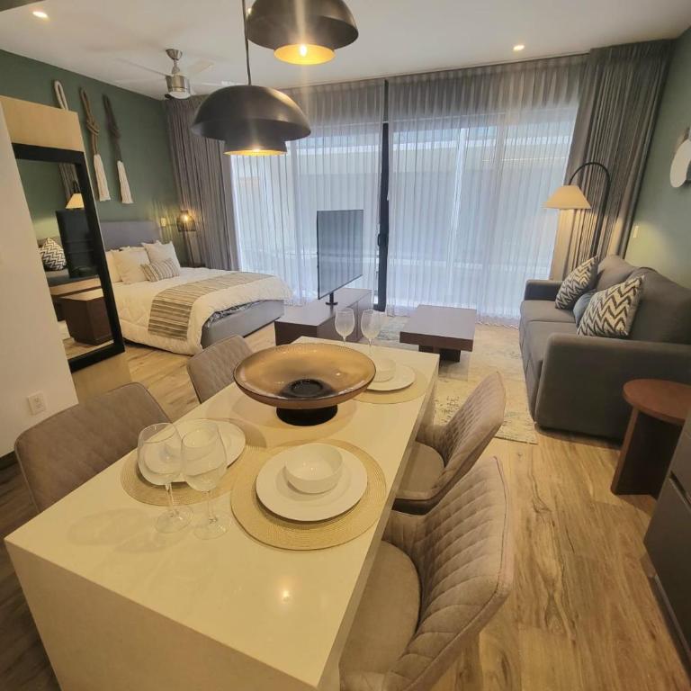 Relax en el paraíso alberca gym balcón privado - Apartamento Estudio - 5