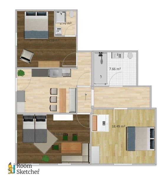 Huber's Lodge - Apartment mit 2 Schlafzimmern und Dusche - 17
