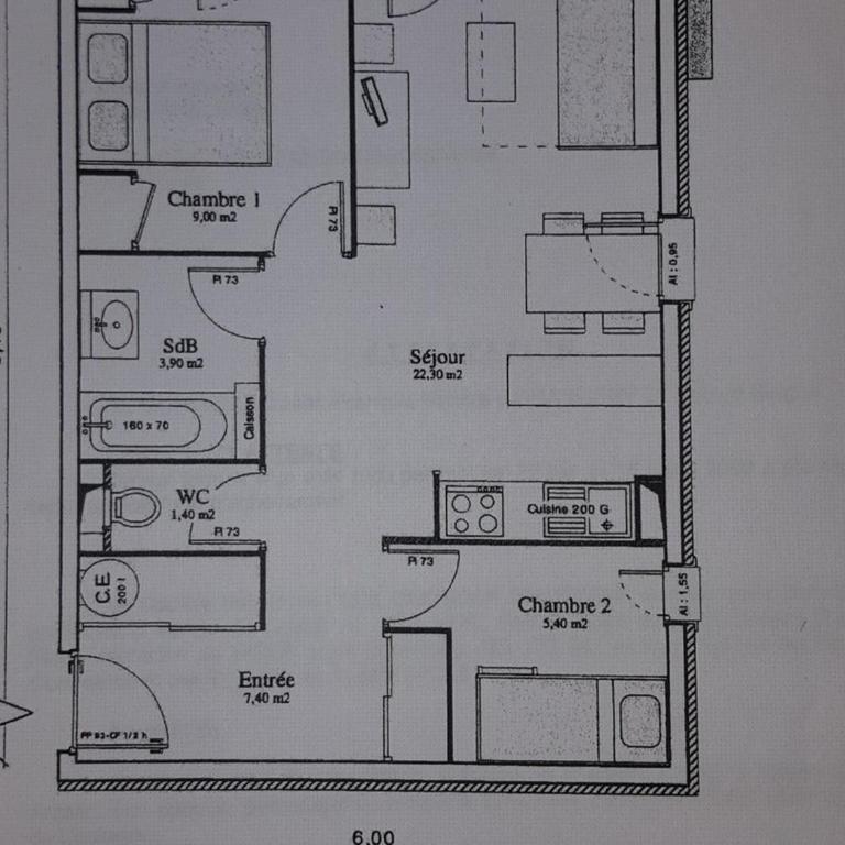 Spacieux appartement 6 personnes à Aussois avec balcon et WIFI - One-Bedroom Apartment - 7