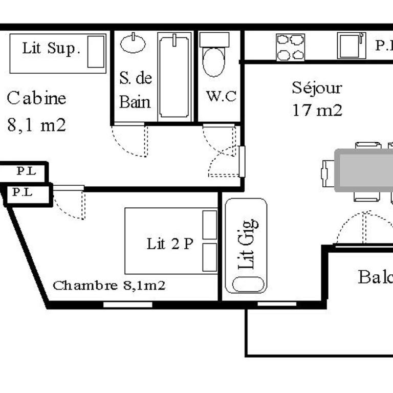 Appartement 2 pièces avec balcon et WIFI, 6 personnes - Apartment mit 1 Schlafzimmer - 4