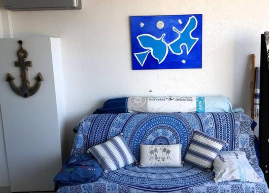 MOM' Blue Paradise Front De Mer 3 étoiles 61 m2 CAP'Diem 3 Clim - Idéal pr un Séjour de 15j ou plus ! Wifi, lit 160 - 4è Ascenseur, Parking, Piscine, Pétanque, Ping-pong - Pistes cyclables - Golf & Tennis à 10 mn - Apartment with Sea View - 5