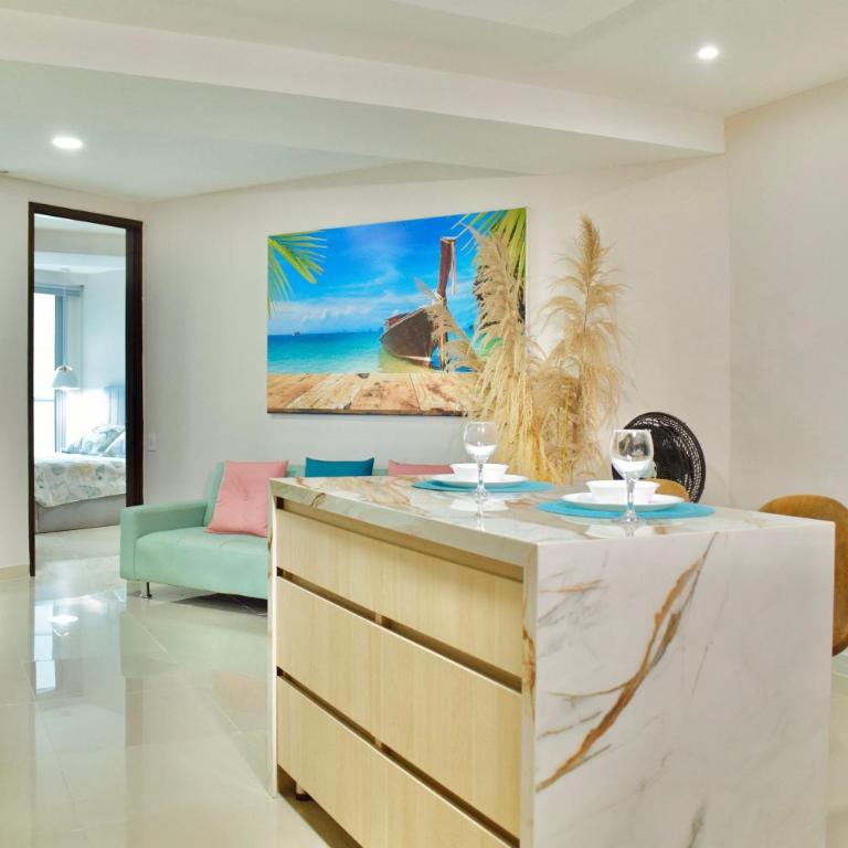 Exclusivo apartamento de lujo frente al mar en Los Morros, con acceso directo y privado a la mejor playa de Cartagena - Two-Bedroom Apartment with Balcony and Sea View - 3