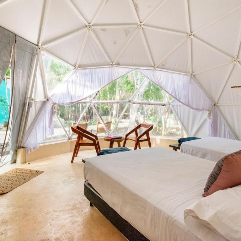 Glamping Mayan Glam - Twin Room with Private Bathroom - 13