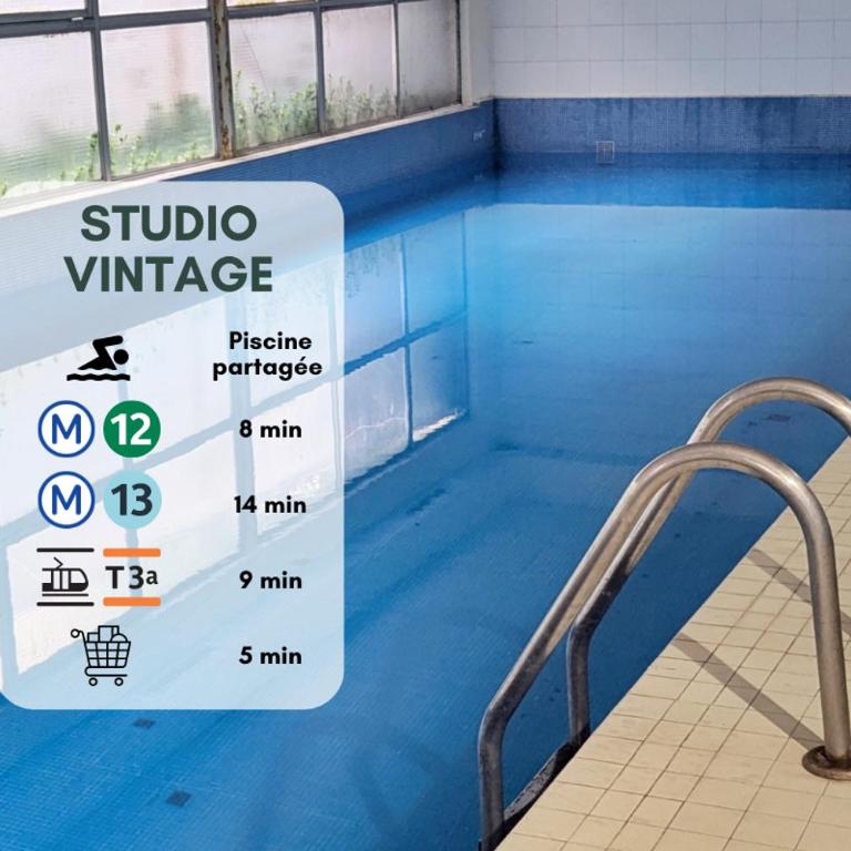 Studio design vintage Paris 15ème piscine dans la résidence - proche métro - Appartement 1 Chambre - 9