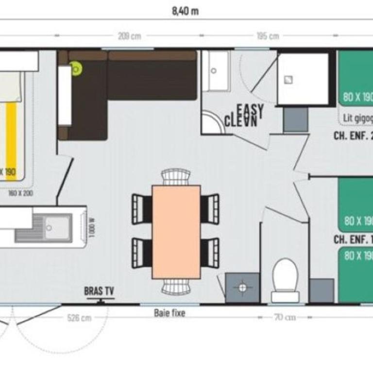 Mobil-home Prestige avec Terrasse, 3 Chambres, 6 Couchages - API-1-52-645 - Mobile Home - 7