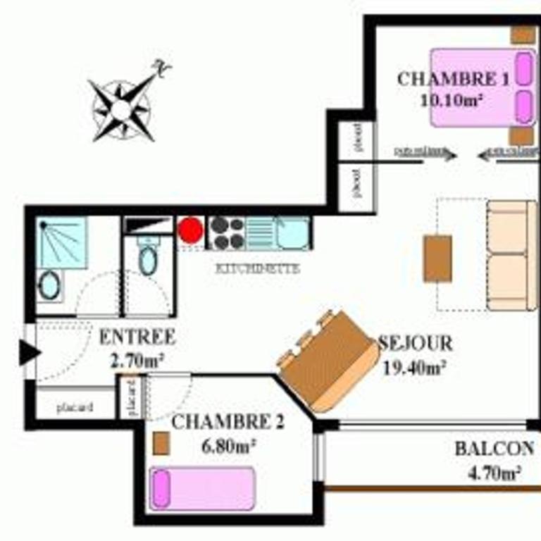 Appartement calme pour 6 pers., balcon - Appartement 1 Chambre - 6