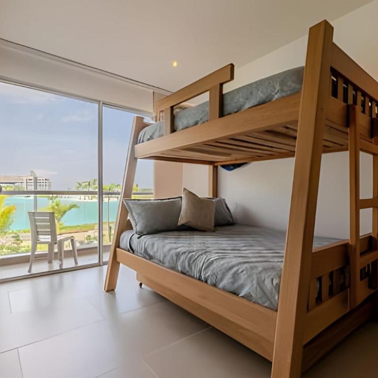 Vista a Laguna cristalina + 2 alc + parking - Two-Bedroom Apartment with Pool View - 36