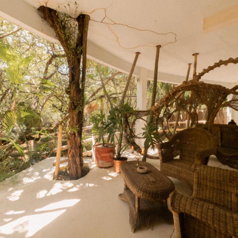 Casa Ambar Hotel & Boutique - Party Side Tulum - Habitación Deluxe con cama extragrande, terraza y vistas a la selva - 45