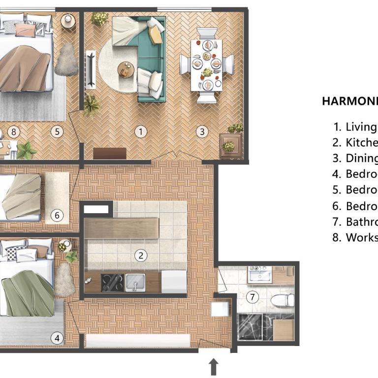 Harmonic Nest 3min to Republic Square Renovated - Three-Bedroom Apartment - 6