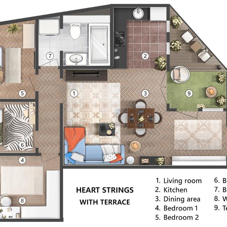 Heart Strings with Terrace 290 Mbps Old Town - Three-Bedroom Apartment with Balcony - 7