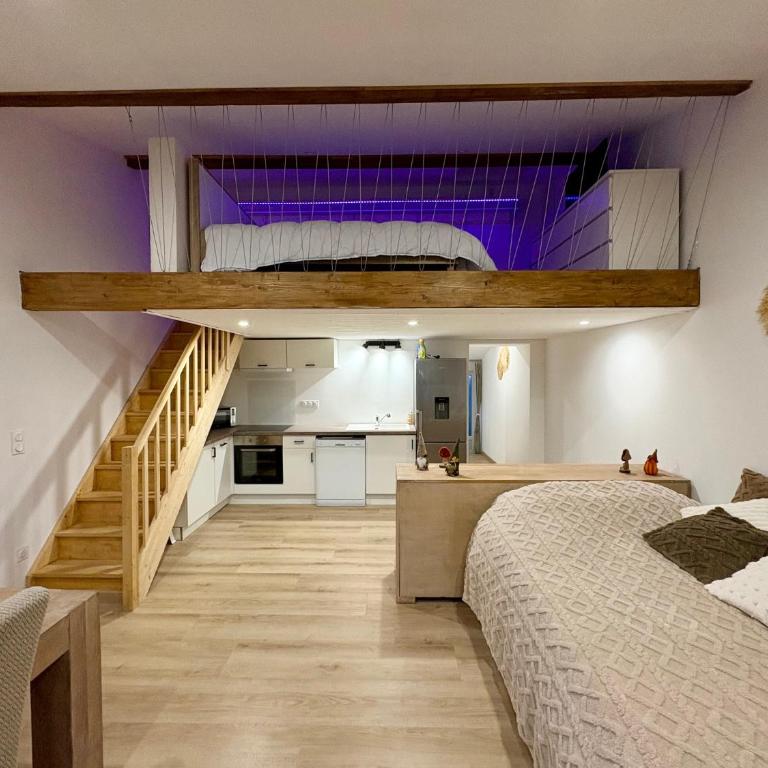 L'ESTANÒT est un charmant T2 de 45 M2 équipé d'une chambre en mezzanine ouverte et d'un vrai lit en 140 dans un large salon, une cuisine équipée, un parking privé, proche du centre thermal et des commerces - Apartment mit 1 Schlafzimmer - 1