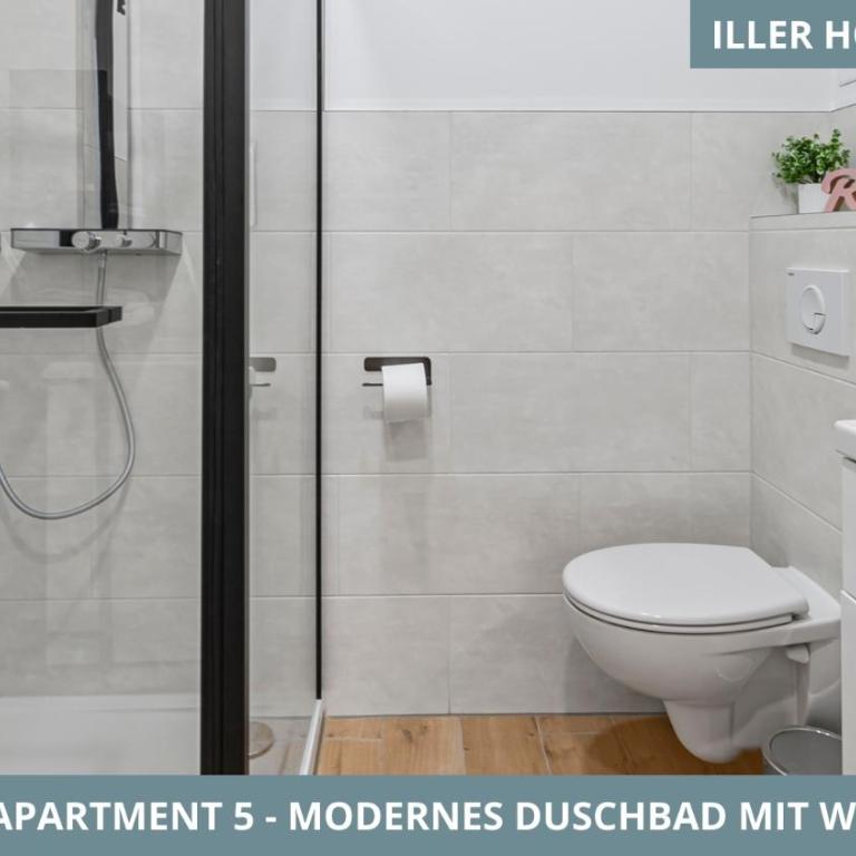 Illler Homes Memmingen Moderne Fewos für bis zu 7 Pers mit Küche & Parkplätzen, teilweise mit Terrasse - Apartment mit 1 Schlafzimmer und Terrasse - 7